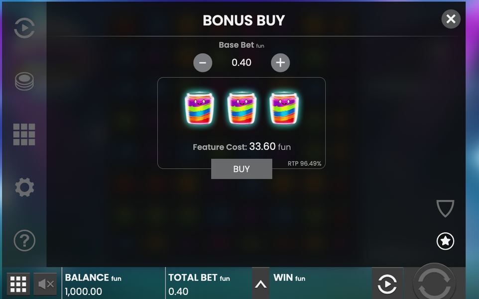Bonusskärm vid Free Games Feature